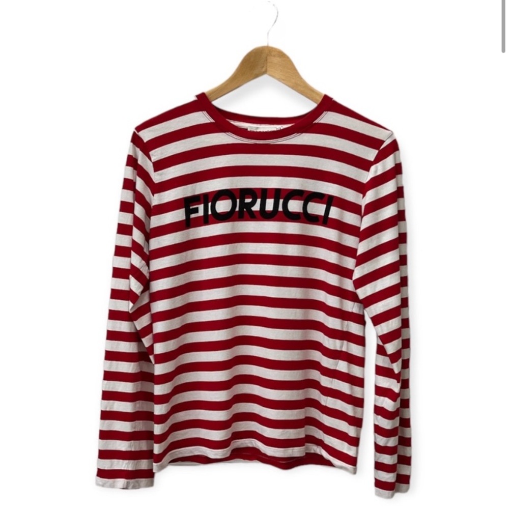 Fiorucci Red and White Striped Longsleeve T-shirt L